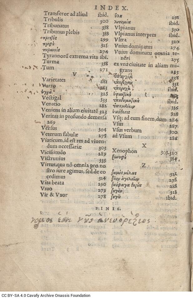 17 x 11 εκ. 343 + 47 σ. χ.α. + 1 ένθετο, όπου στο verso του εξωφύλλου χειρόγραφες σ